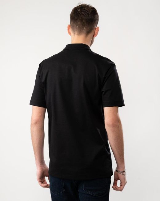 HUGO Black Deabono Interlock Cotton Polo Shirt With Stacked Logo Size: M for men