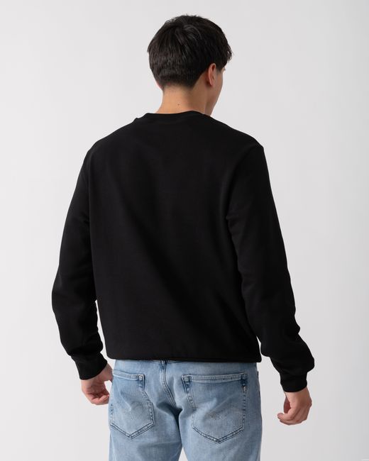Lacoste Black Crew Neck Fleece Sweatshirt Cotton for men