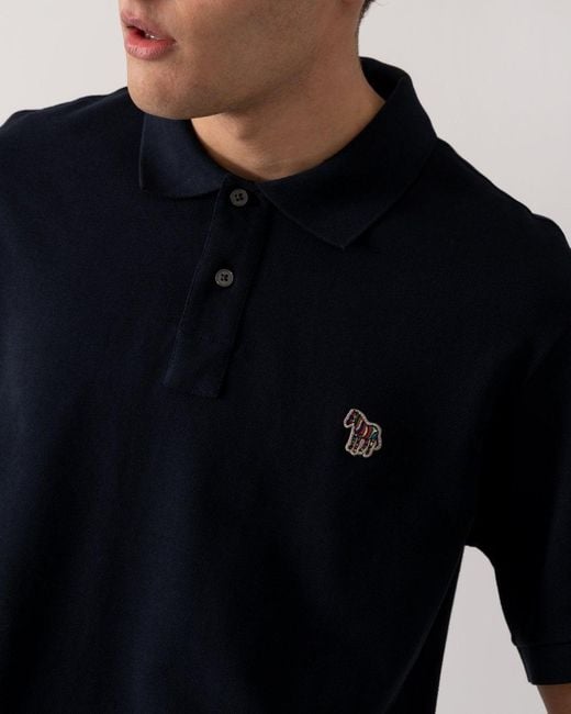 Paul Smith Blue Ps Regular Fit Short Sleeve Zebra Polo Shirt M2R-183K-Pzebra for men