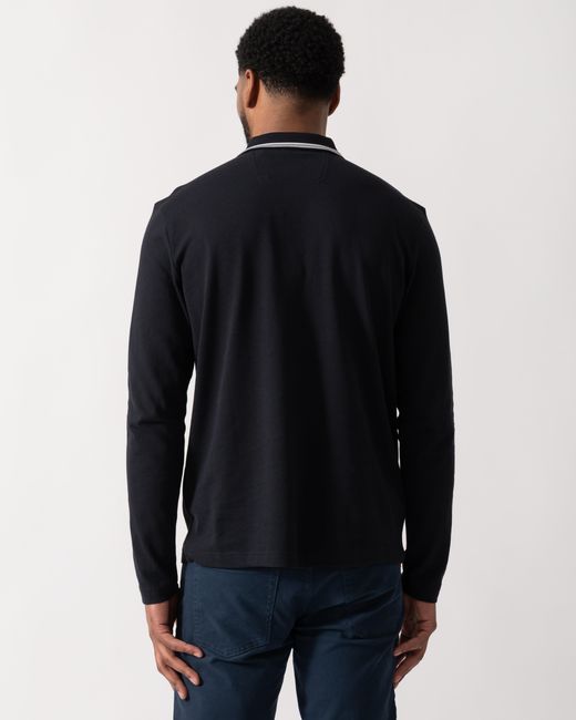 Boss Blue Plisy Long Sleeve Polo Shirt for men
