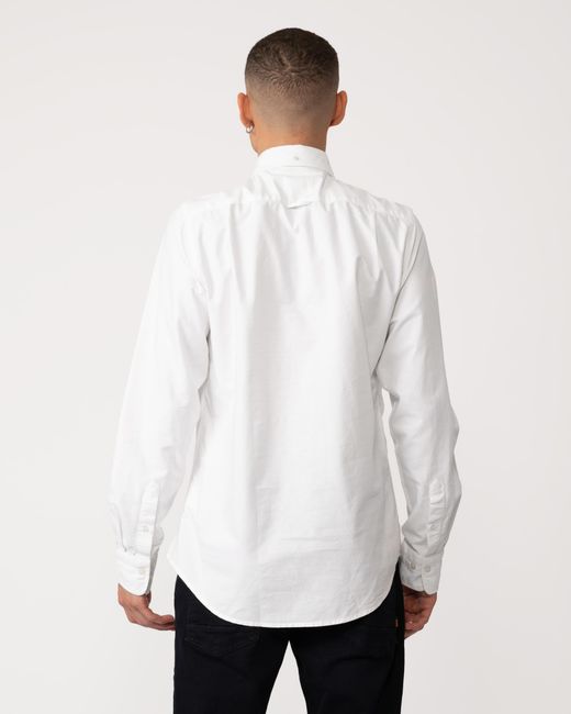 Gant White Slim Fit Long Sleeve Oxford Shirt for men