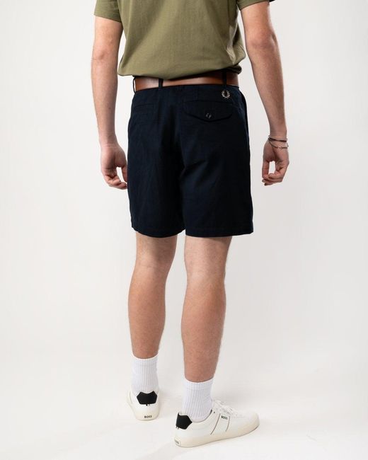 Fred Perry Blue Wide Leg Woven Shorts 608 for men