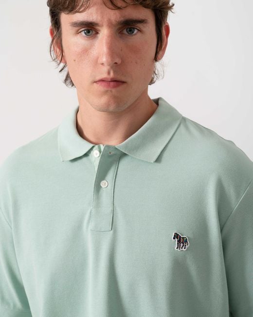 Paul Smith Green Ps Regular Fit Short Sleeve Organic Cotton Zebra Polo Shirt for men