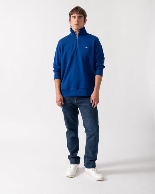 Gant Blue Regular Fit Shield Logo Half Zip Sweatshirt for men