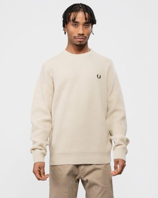 Fred Perry Natural Textured Lambswool Jumper for men