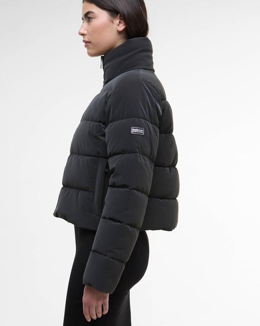 Barbour Black Hudson Faux Velvet Puffer Jacket
