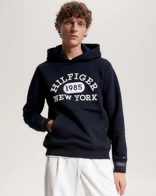 Tommy Hilfiger Monotype Collegiate Hoodie in Blue for Men Lyst