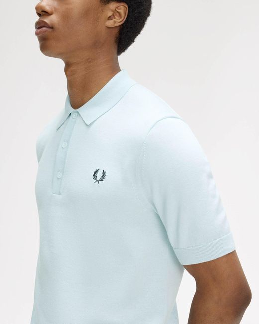Fred Perry White Cotton Knitted Shirt for men