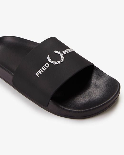 Fred Perry White Branded Slider for men