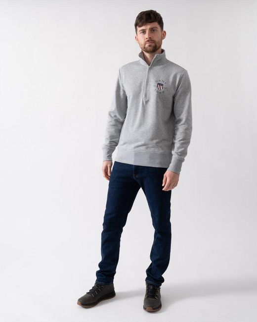 GANT Print Half Zip Sweatshirt in Grey for Men Lyst Canada