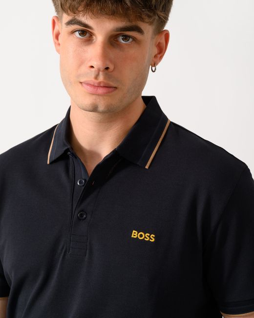 Boss Black Paddy Cotton-Piqué Polo Shirt With Contrast Logo for men