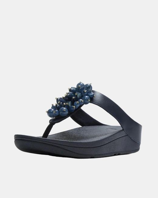 Fitflop Blue Fino Bead-Cluster Toe-Post Sandals