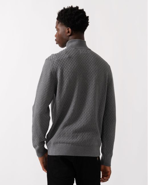 Gant Gray Micro Texture Half Zip Jumper for men