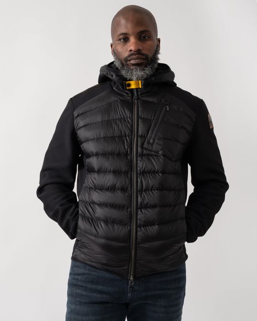 Parajumpers Black Nolan Fleece/Nylon Hooded Jacket for men