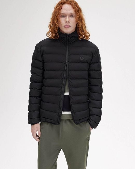 Fred Perry Black Hooded Padded Jacket for men