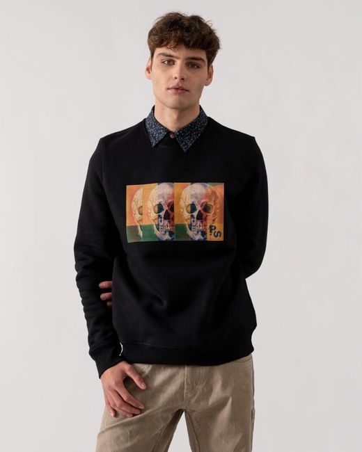 Paul Smith Black Ps Regular Fit Skull Square Sweatshirt for men