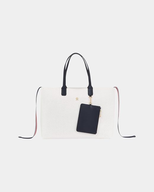 Tommy Hilfiger White Iconic Tommy Perforated Tote Bag