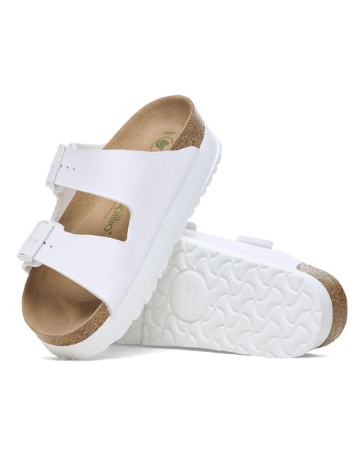Birkenstock White Papillio Arizona Pap Flex Platform Birko-flor Sandals
