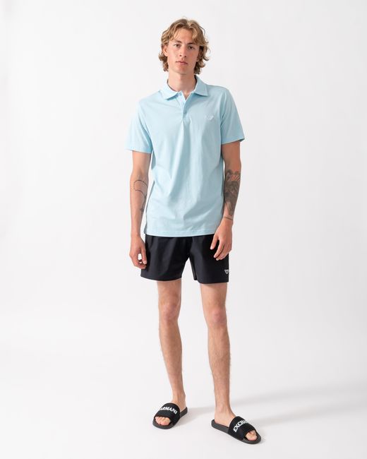Emporio Armani Blue Swim Shorts With Eagle Logo for men