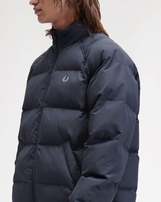 Fred Perry Blue Raglan Sleeve Padded Jacket for men