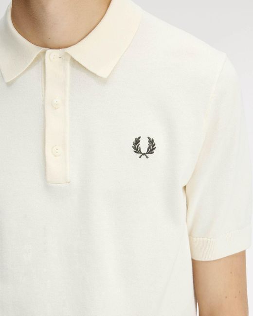 Fred Perry White Cotton Knitted Shirt for men