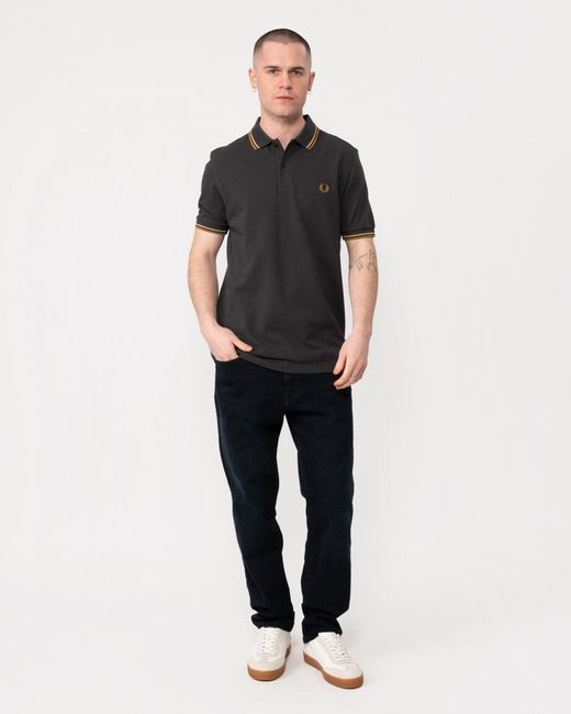 Fred Perry Black Twin Tipped Signature Polo Shirt for men