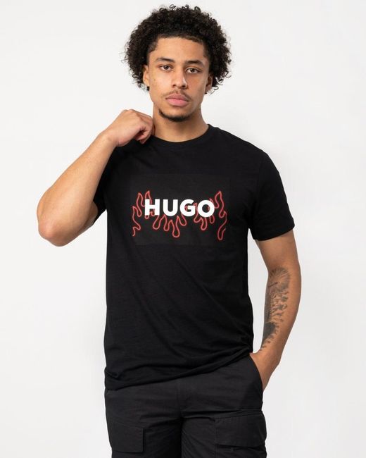 HUGO Black Dulive Flame Print Graphic Logo for men