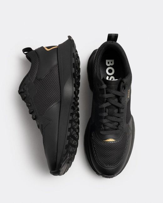 Boss Black Boss Jonah Mixed-Material Trainers With Mesh Details And Branding 007 for men