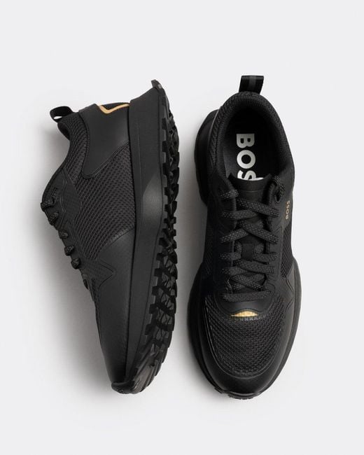 Boss Black Jonah Mixed-material Trainers With Mesh Details And Branding for men