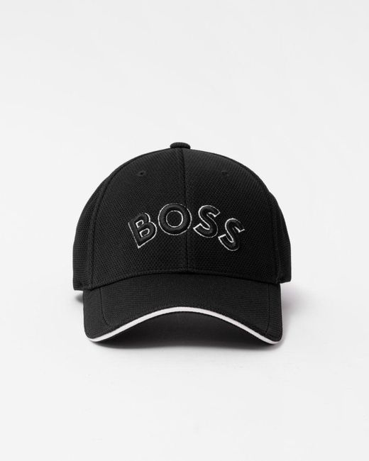 Boss Black Cap-us Logo-embroidered Cap In Woven Piqué Nos for men