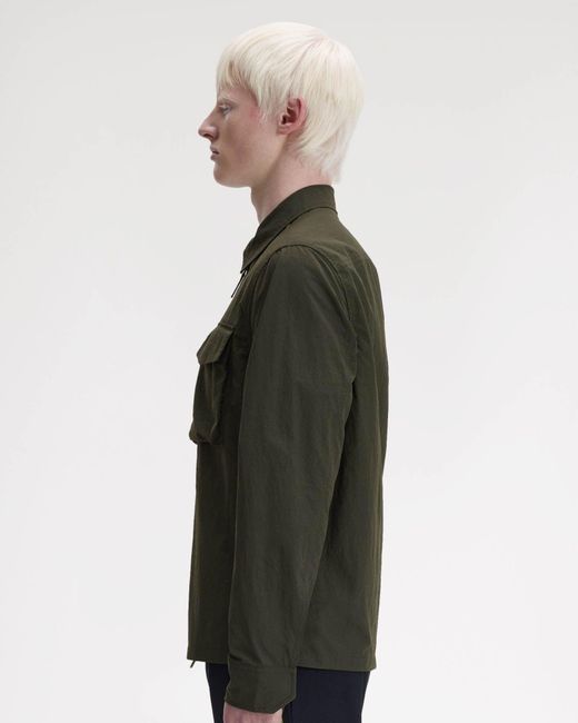 Fred Perry Green Ripstop Pocket Overshirt for men
