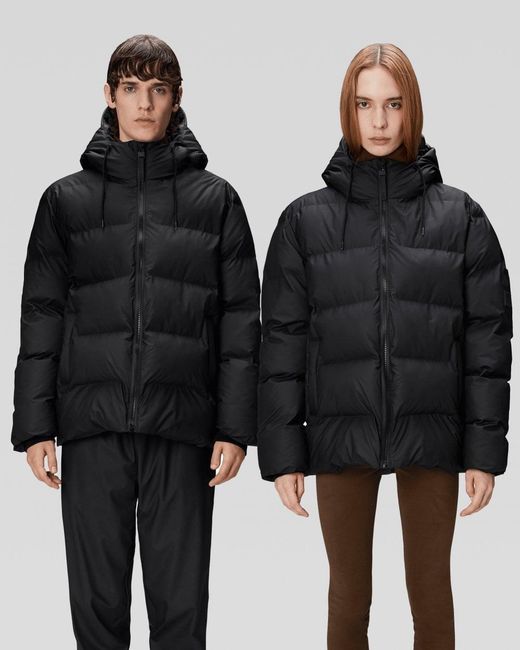 Rains Black Alta Puffer Jacket