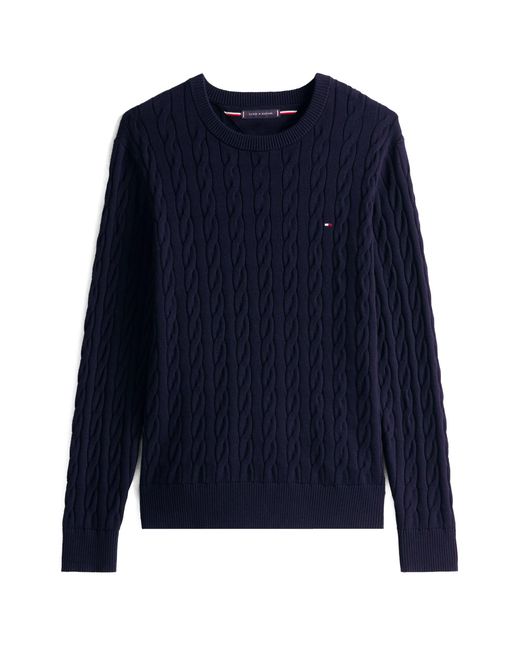 Tommy Hilfiger Blue Classic Cable Crew Jumper for men