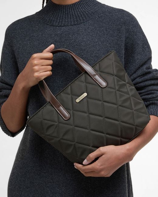 Barbour Black Mini Quilted Tote Bag