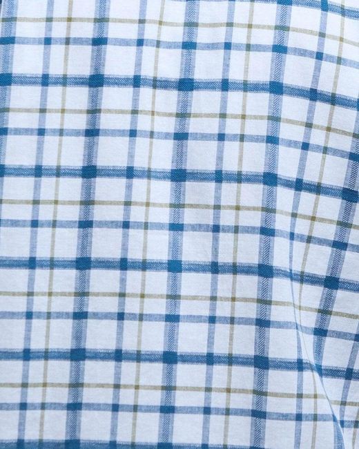 Barbour Blue Glover Short Sleeve Linen Blend Check Shirt for men