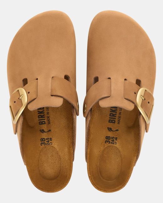 Birkenstock Brown Boston Big Buckle Nubuck Leather Clogs