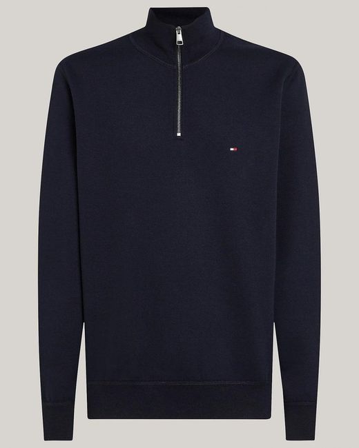 Tommy Hilfiger Blue Essential Fleece Half Zip Sweatshirt for men