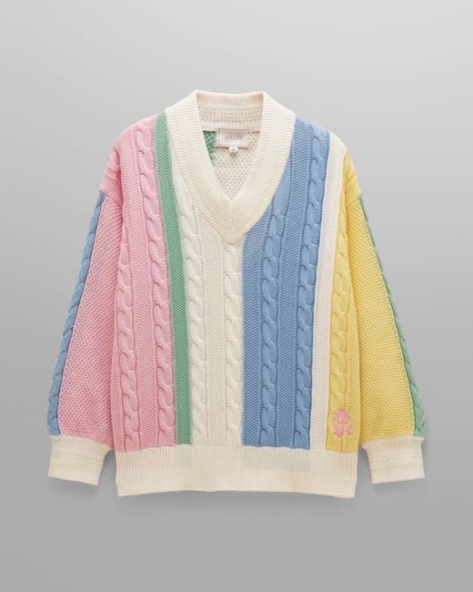 Joules Multicolor Dibly Stripe V-Neck Cricket Jumper