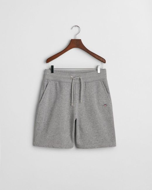 Gant Gray Regular Fit Shield Logo Sweat Shorts for men