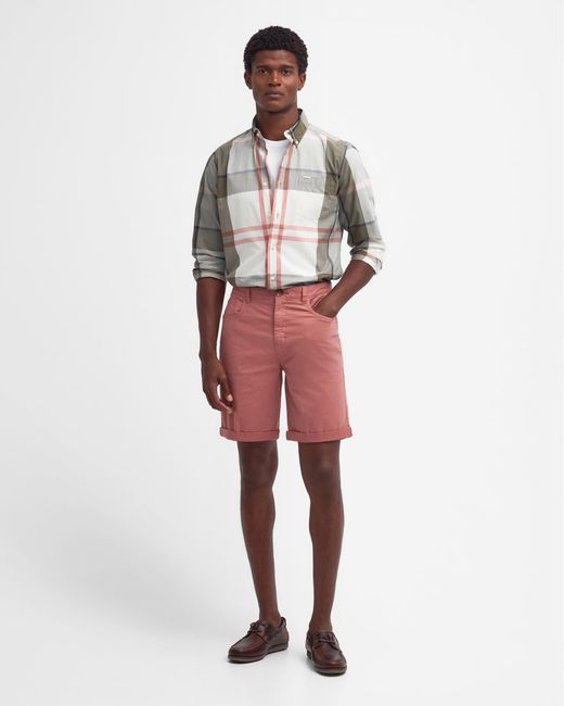 Barbour Red Overdyed Twill Shorts for men
