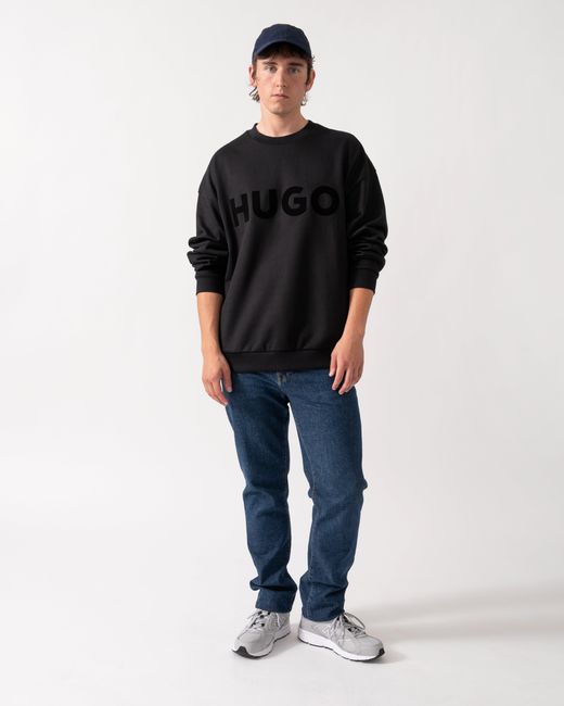 HUGO Black Dinex Oversized-Fit Sweatshirt for men
