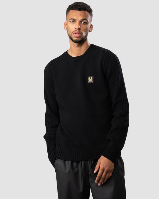 Belstaff Blue Watch Crew Neck Jumper With Logo Patch for men