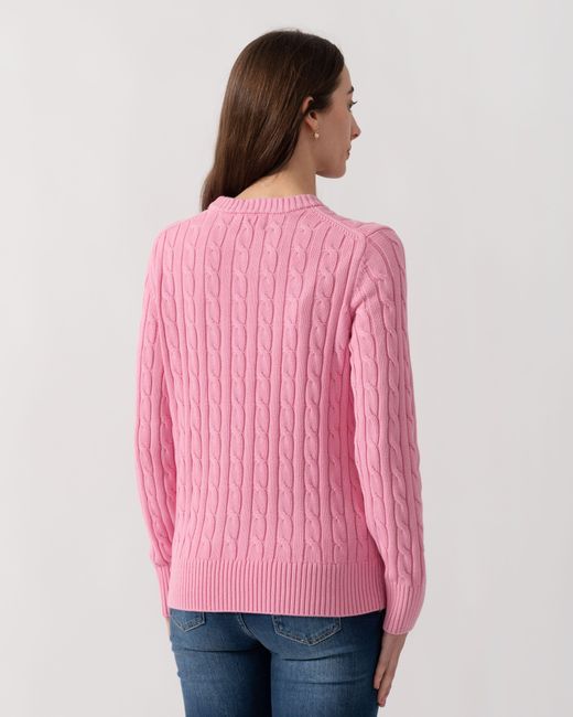 Joules Pink Classic Cable Knit Jumper