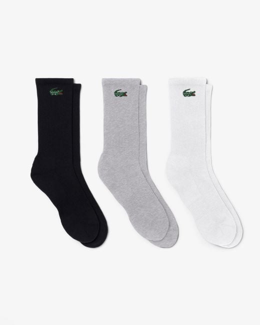 Lacoste White 3-Pack Long Sport Socks for men