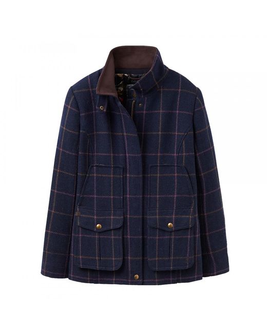 Joules Blue Fieldcoat Tweed Womens Jacket (x)