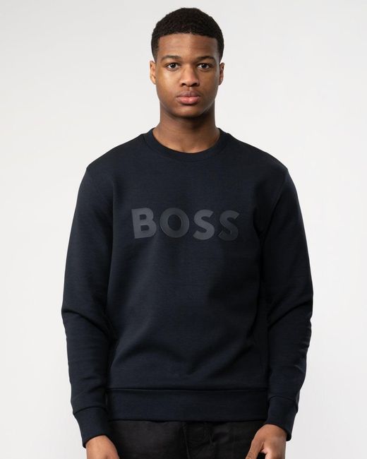 Boss Blue Salbo Crew Neck Sweatshirt for men
