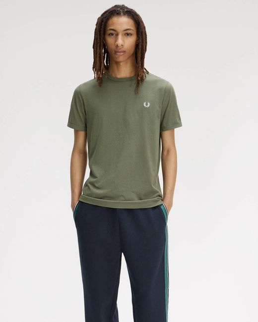 Fred Perry Green Ringer T-Shirt for men