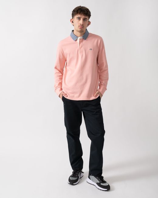 Gant Pink Regular Fit Chambray Heavy Rugger for men