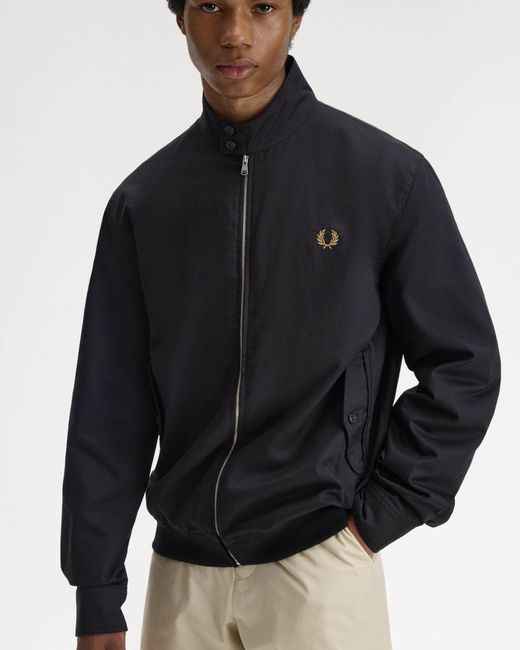 Fred Perry Blue Twill Harrington Jacket for men