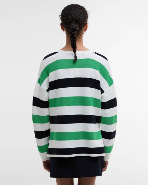 Barbour Green Marine Stripe Knitted Jumper